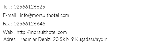 Mor Suit Hotel telefon numaralar, faks, e-mail, posta adresi ve iletiim bilgileri